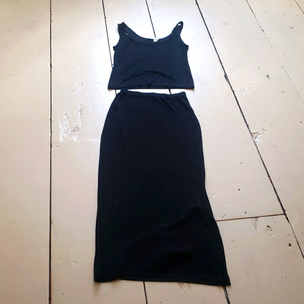Black Two Piece Top and Skirt